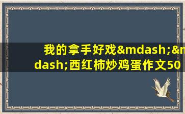 我的拿手好戏——西红柿炒鸡蛋作文500字