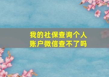 我的社保查询个人账户微信查不了吗