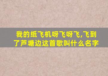 我的纸飞机呀飞呀飞,飞到了芦塘边这首歌叫什么名字