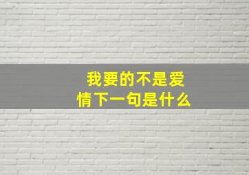 我要的不是爱情下一句是什么