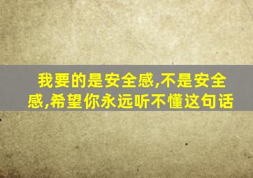 我要的是安全感,不是安全感,希望你永远听不懂这句话