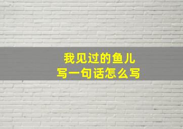 我见过的鱼儿写一句话怎么写