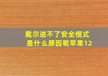 戴尔进不了安全模式是什么原因呢苹果12