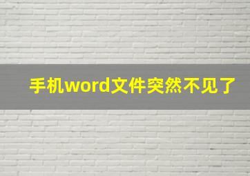 手机word文件突然不见了