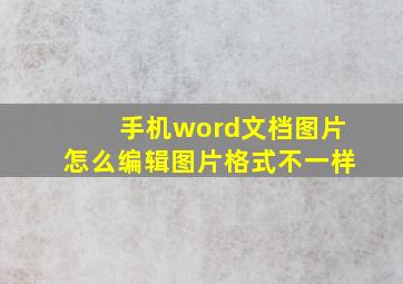 手机word文档图片怎么编辑图片格式不一样