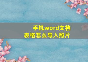 手机word文档表格怎么导入照片