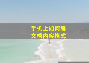 手机上如何编文档内容格式