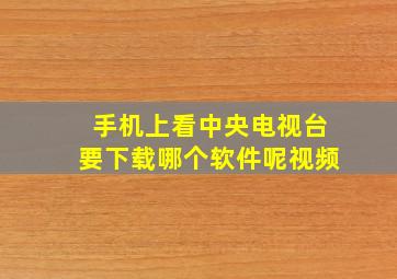 手机上看中央电视台要下载哪个软件呢视频