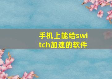 手机上能给switch加速的软件