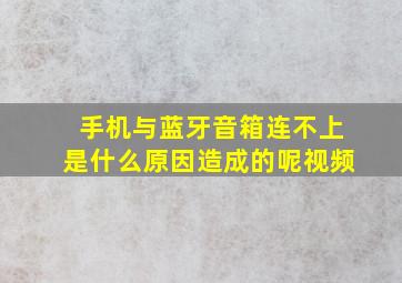 手机与蓝牙音箱连不上是什么原因造成的呢视频