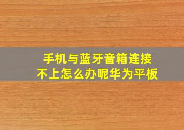 手机与蓝牙音箱连接不上怎么办呢华为平板