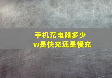 手机充电器多少w是快充还是慢充