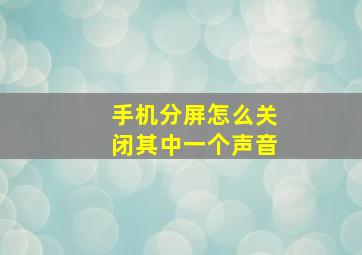 手机分屏怎么关闭其中一个声音