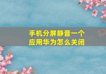 手机分屏静音一个应用华为怎么关闭