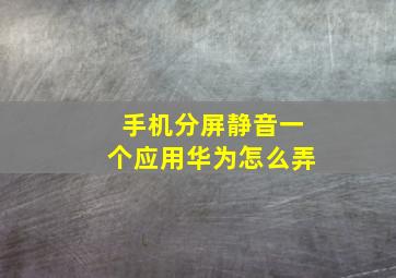 手机分屏静音一个应用华为怎么弄