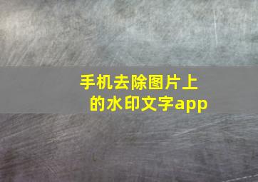 手机去除图片上的水印文字app