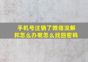 手机号注销了微信没解邦怎么办呢怎么找回密码