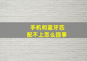 手机和蓝牙匹配不上怎么回事