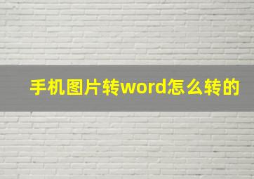 手机图片转word怎么转的