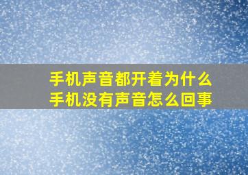 手机声音都开着为什么手机没有声音怎么回事