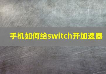 手机如何给switch开加速器