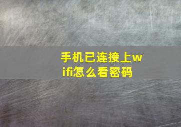 手机已连接上wifi怎么看密码