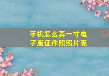 手机怎么弄一寸电子版证件照照片呢