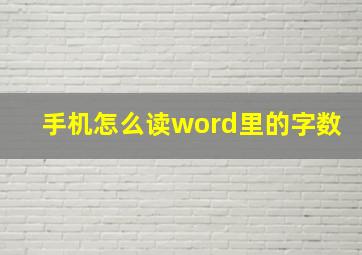 手机怎么读word里的字数