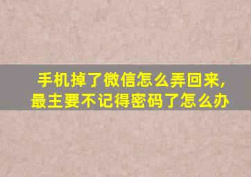 手机掉了微信怎么弄回来,最主要不记得密码了怎么办