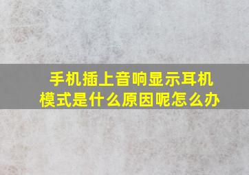 手机插上音响显示耳机模式是什么原因呢怎么办