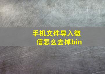 手机文件导入微信怎么去掉bin