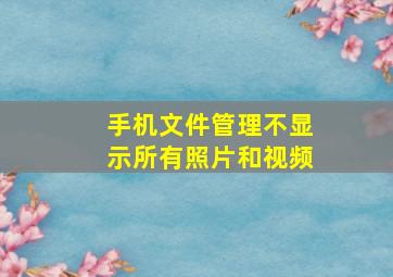 手机文件管理不显示所有照片和视频