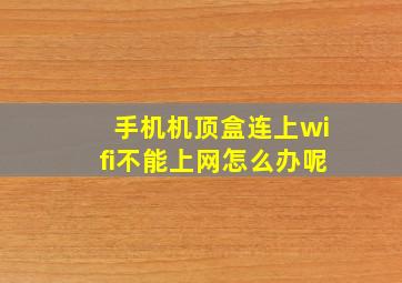 手机机顶盒连上wifi不能上网怎么办呢