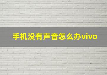 手机没有声音怎么办vivo