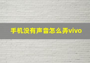 手机没有声音怎么弄vivo