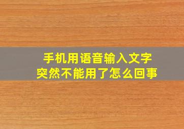 手机用语音输入文字突然不能用了怎么回事