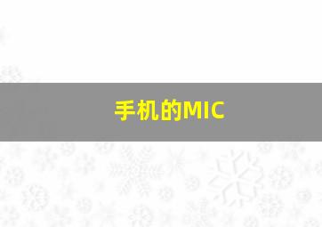 手机的MIC