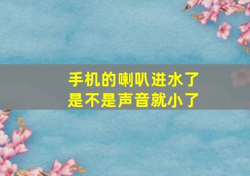 手机的喇叭进水了是不是声音就小了