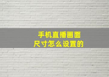 手机直播画面尺寸怎么设置的