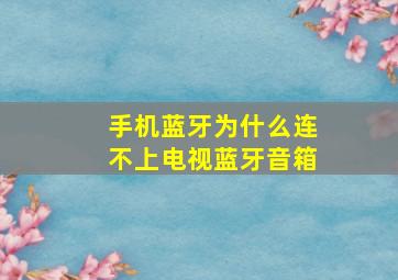 手机蓝牙为什么连不上电视蓝牙音箱