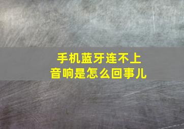 手机蓝牙连不上音响是怎么回事儿