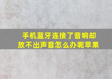 手机蓝牙连接了音响却放不出声音怎么办呢苹果