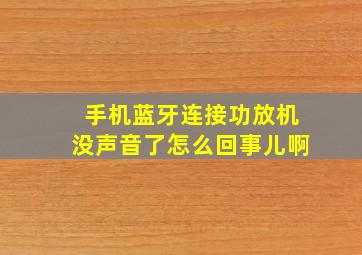 手机蓝牙连接功放机没声音了怎么回事儿啊