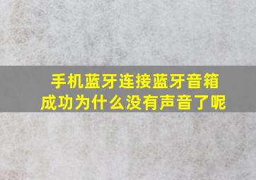 手机蓝牙连接蓝牙音箱成功为什么没有声音了呢