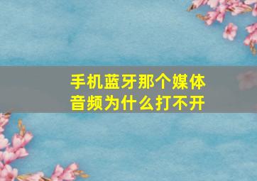 手机蓝牙那个媒体音频为什么打不开