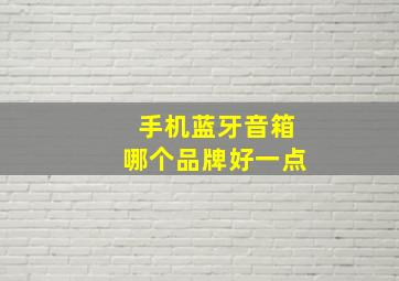 手机蓝牙音箱哪个品牌好一点