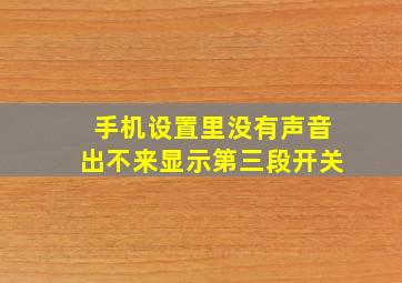 手机设置里没有声音出不来显示第三段开关