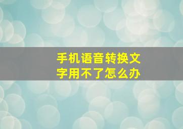 手机语音转换文字用不了怎么办