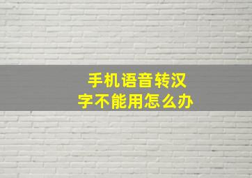 手机语音转汉字不能用怎么办