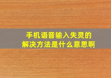 手机语音输入失灵的解决方法是什么意思啊